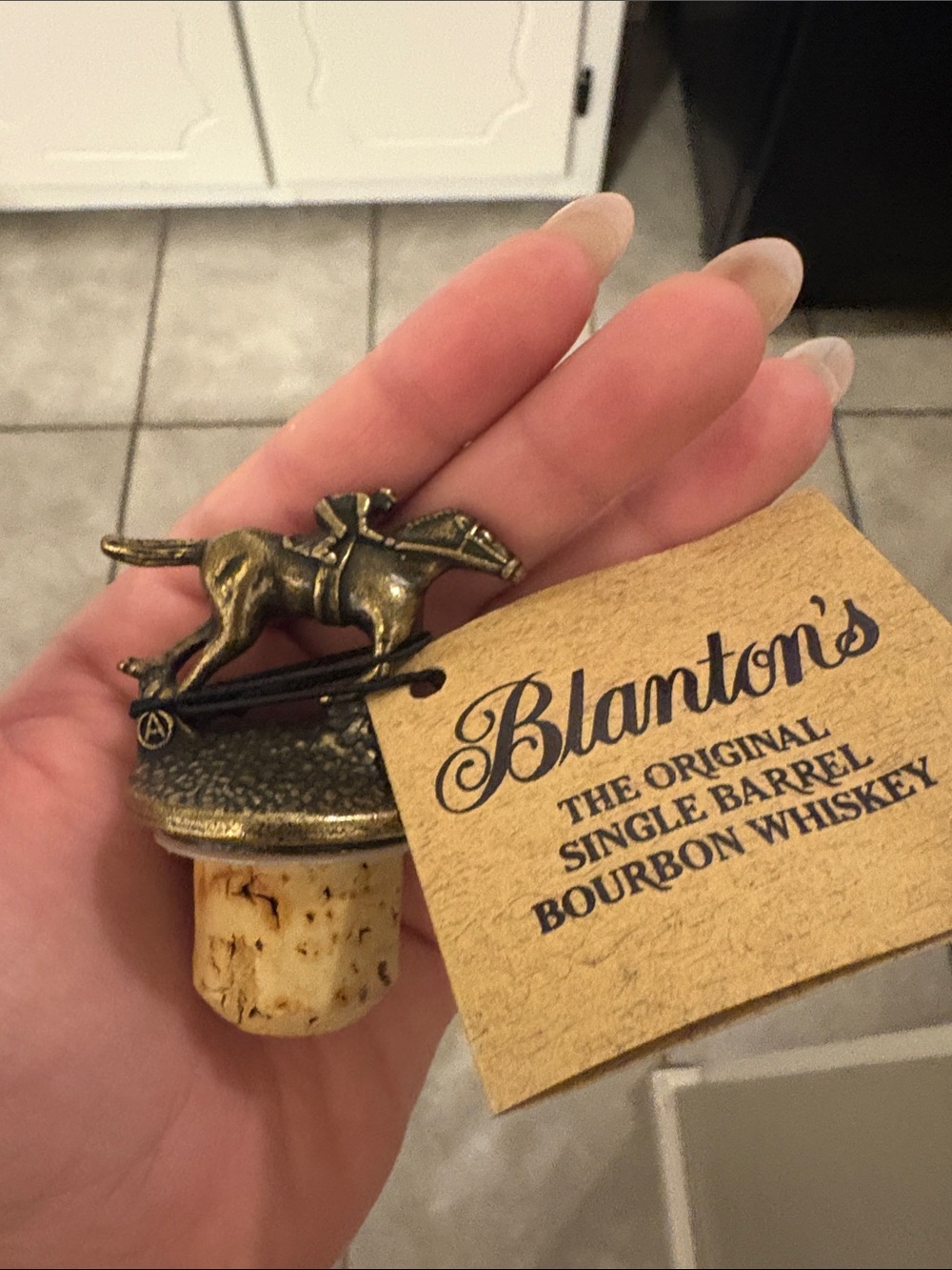 Blanton’s Bronze Horse Bottle Stopper - Antique Gold Finish. Letter A